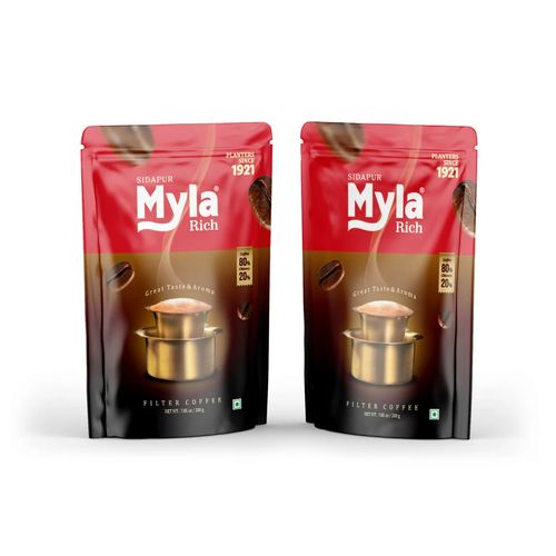 Sidapur Myla Rich 80% Coffee, 20% Chicory Medium Dark Roast Pack of 2 x 200g