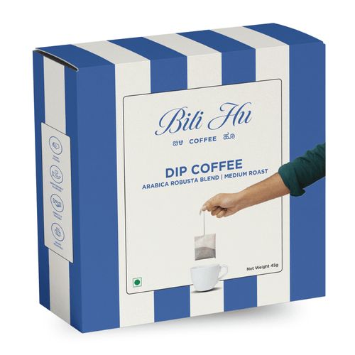 Bili Hu Hot Coffee Dip Bags (Set of 5), Medium Roast, Arabica and Robusta Blend