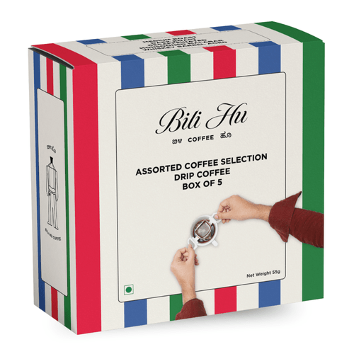 Bili Hu Assorted Drip Coffee Bags (Set of 5), Arabica Coffee Beans, Sundried