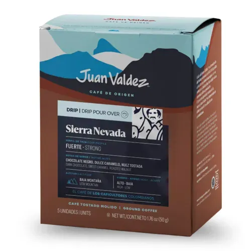 Juan Valdez Drip Sierra Nevada x5 Sachets, Strong, High - Low, 100% Colombian